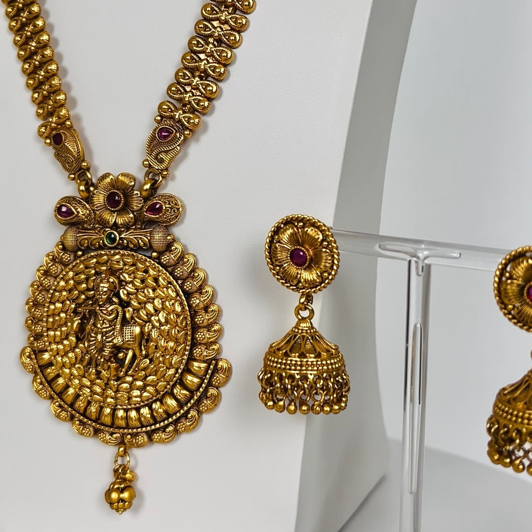 Pure Brass Temple Necklace Set