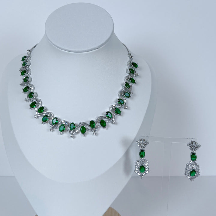 Green Stone AD Necklace Set
