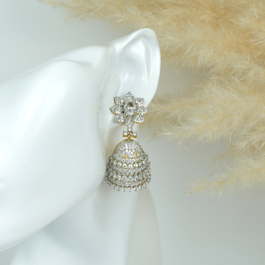 Crystal Bloom Jhumka Earrings