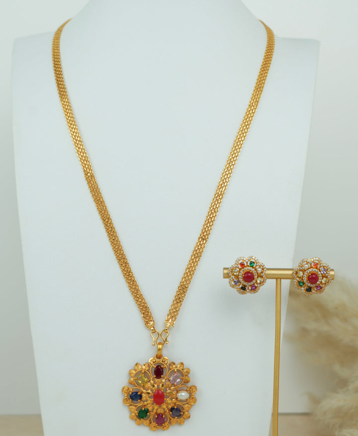 Navaratna Pendant Necklace Set