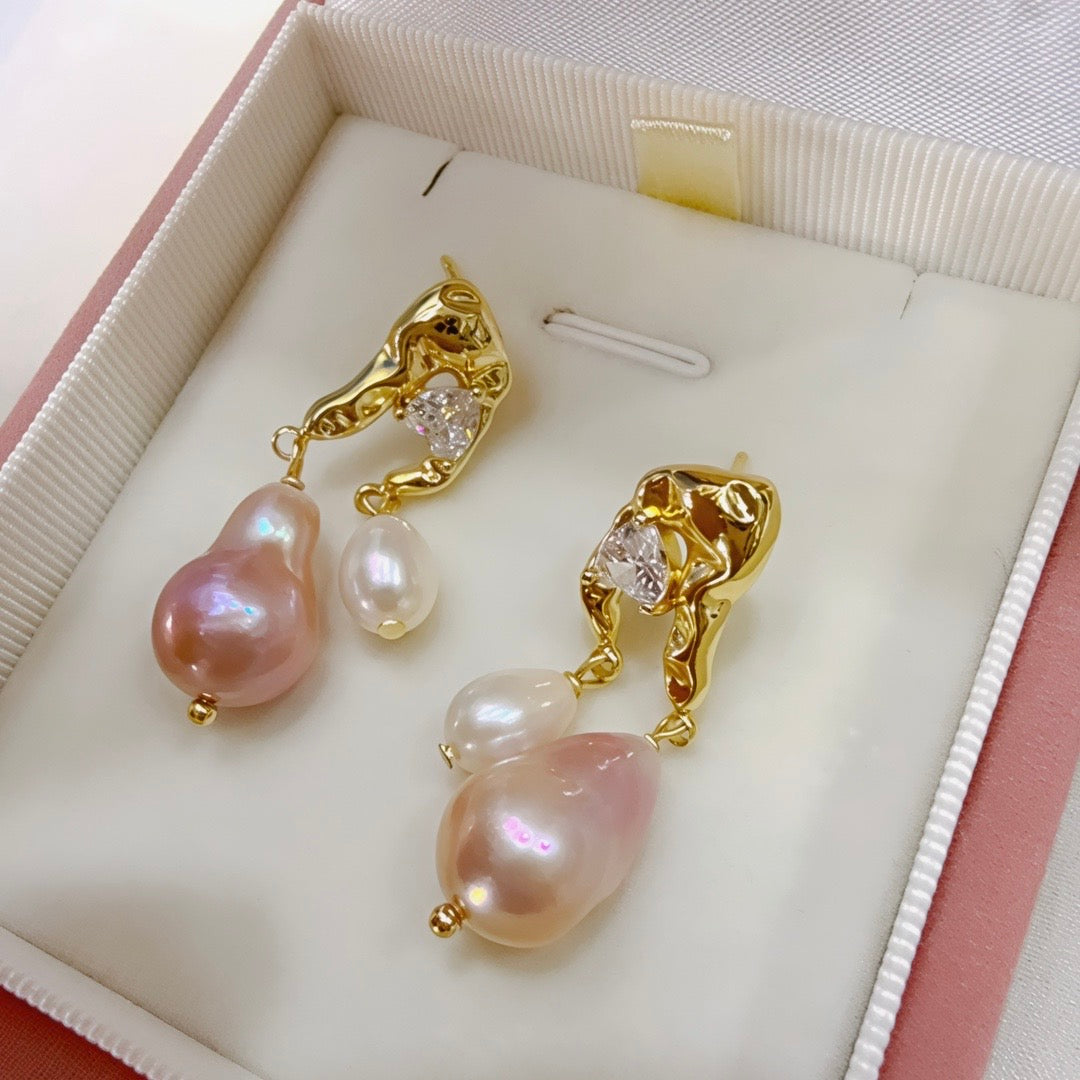Natural Freshwater Pearl Pendant Earrings Women Jewelry