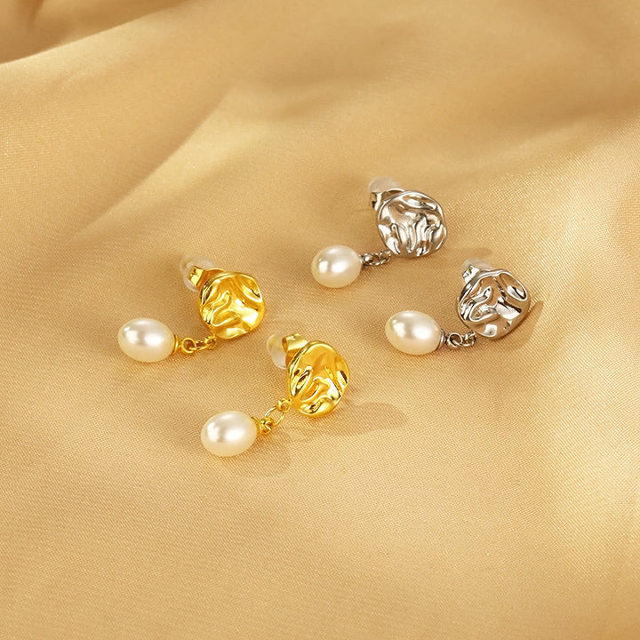 Pearl Drop Earrings Stainless Steel