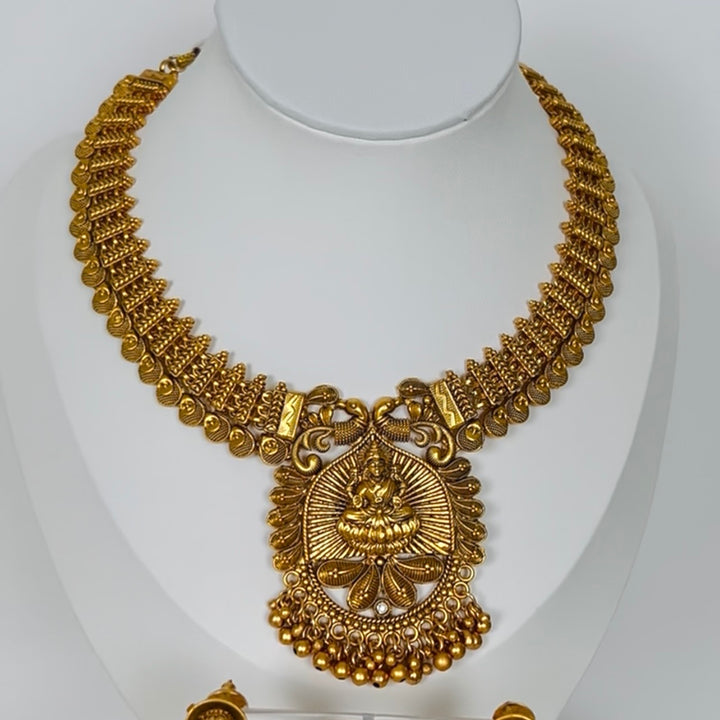 Pure Brass Lakshmi Temple Necklace Set