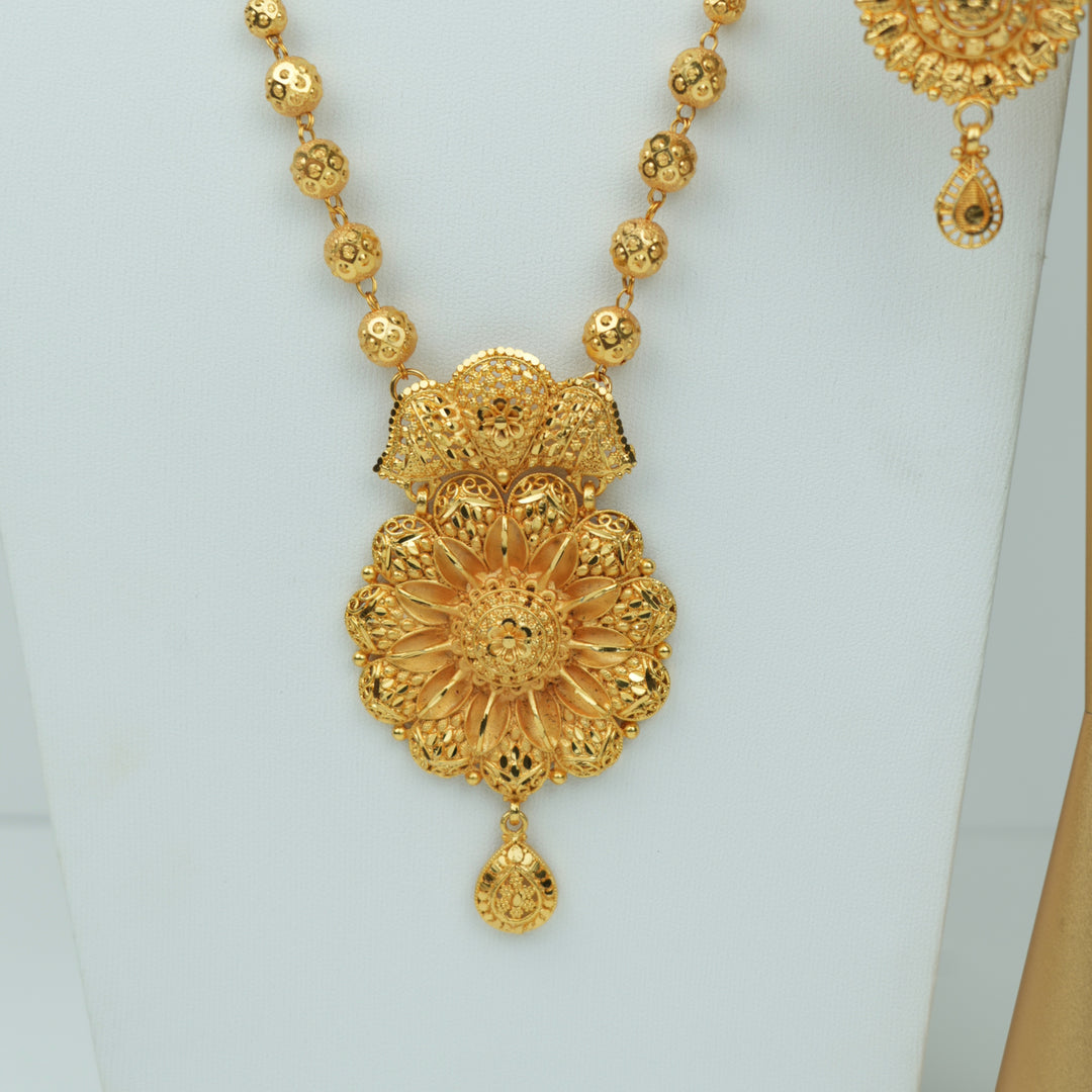 Floral Pendant Ball Beads Necklace Set