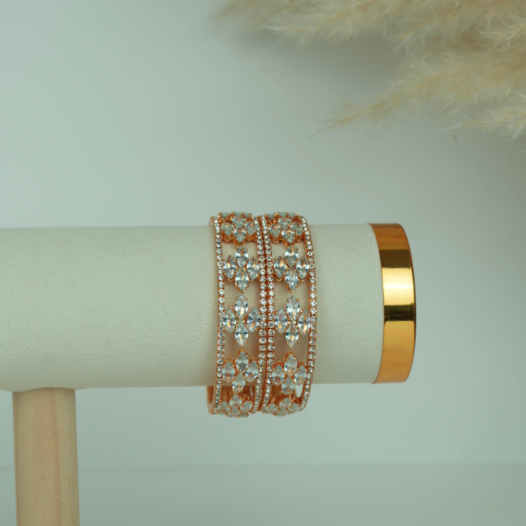 AD Stone Bangles Set – Rose Gold Finish