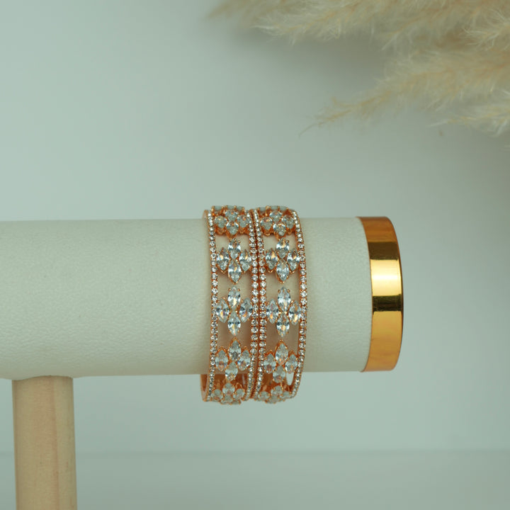 AD Stone Bangles Set – Rose Gold Finish