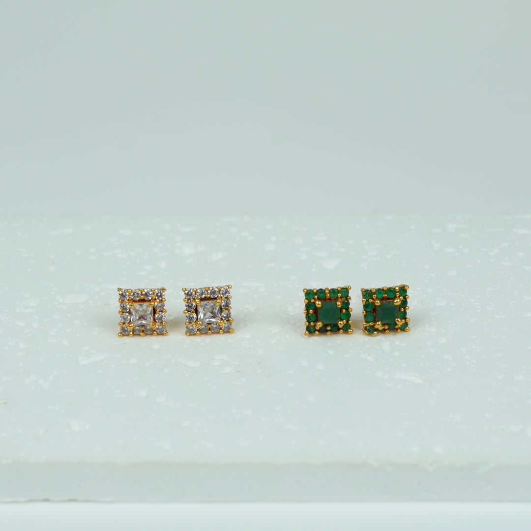 Square Halo Stud Earrings