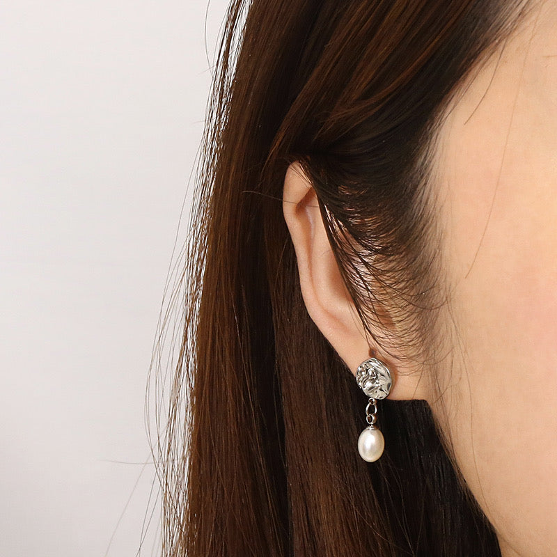 Pearl Drop Earrings Stainless Steel