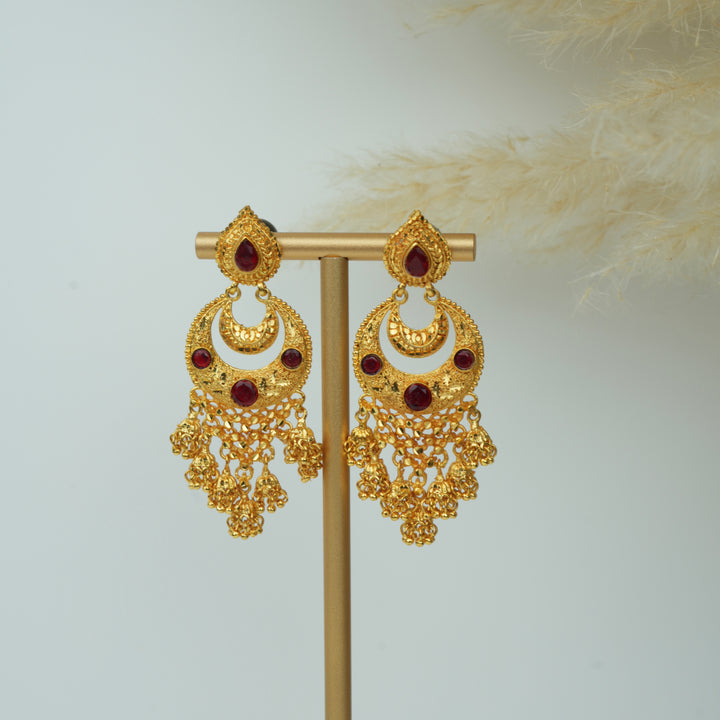 Red Stone Jhumka