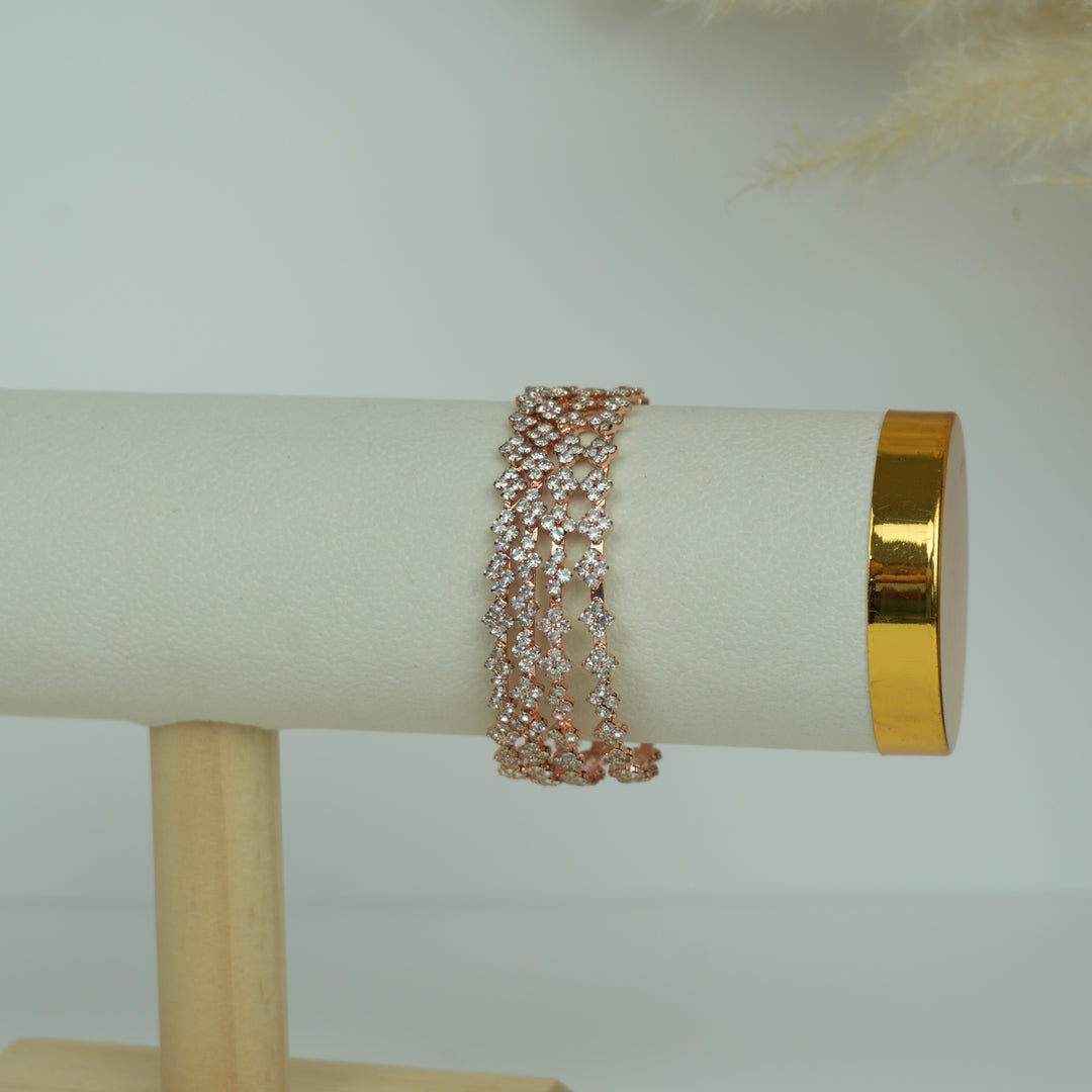 AD Stone Bangles Set – Rose Gold Finish
