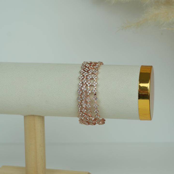 AD Stone Bangles Set – Rose Gold Finish
