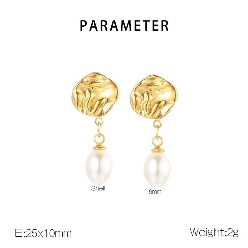Pearl Drop Earrings Stainless Steel