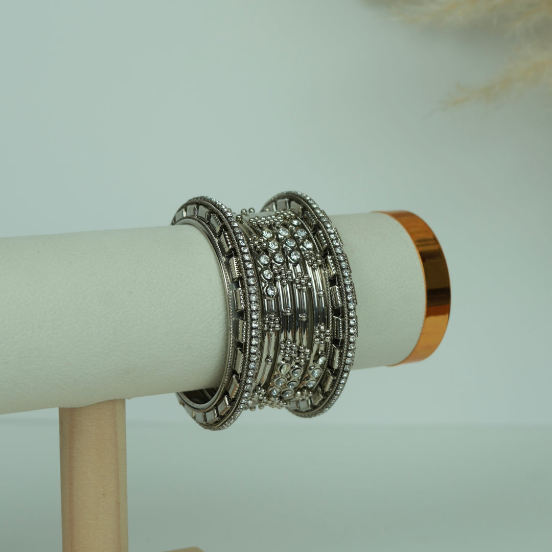 Oxidised Stone Bangles Set