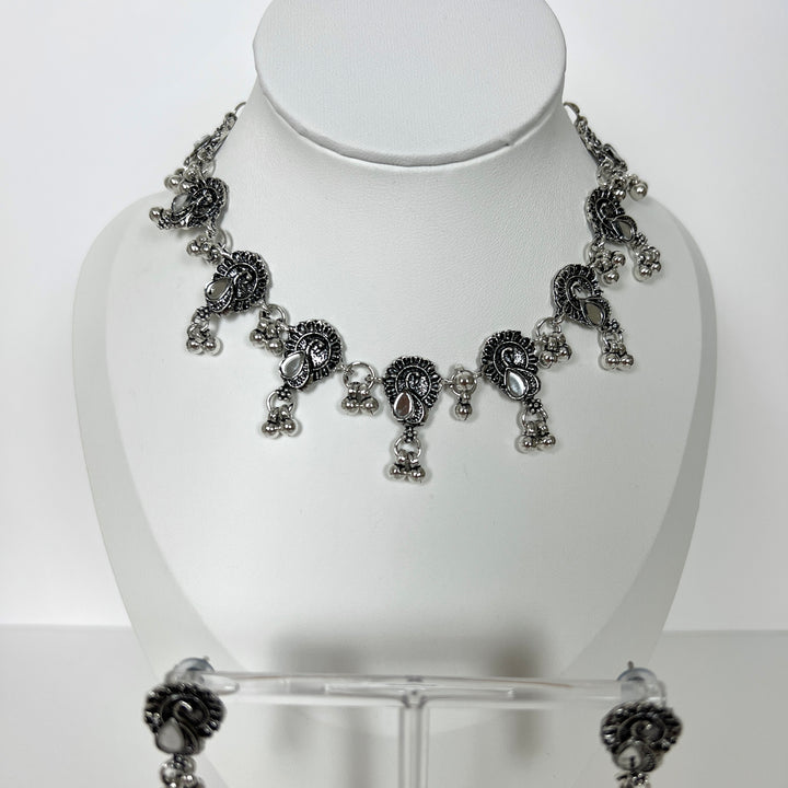 Oxidised Statement Necklace Set