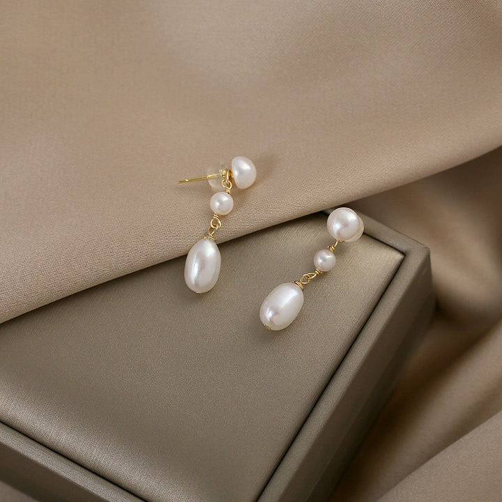 Elegant Long Natural Freshwater Pearl Earrings
