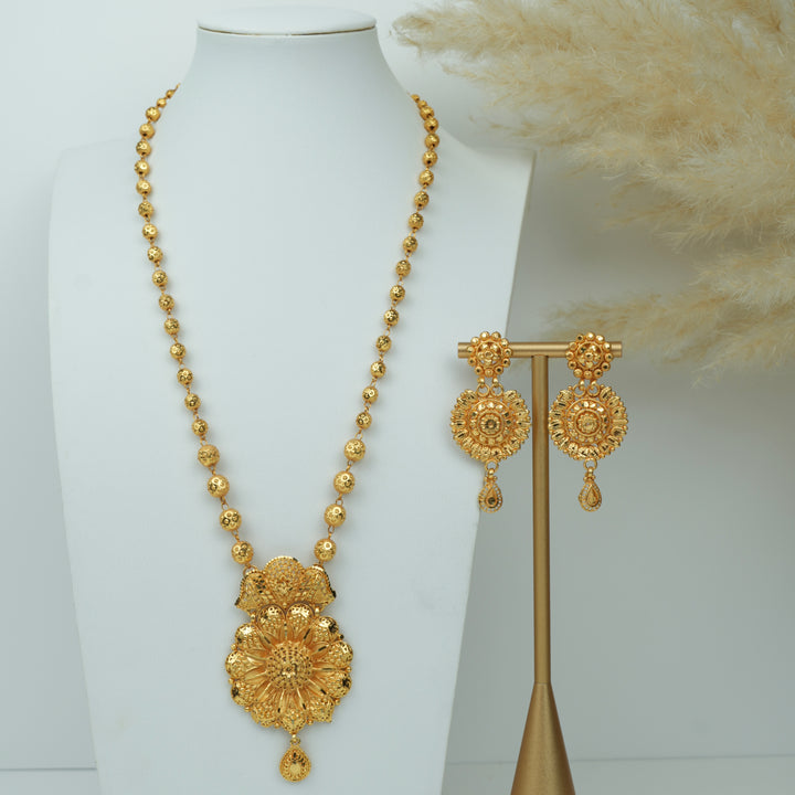 Floral Pendant Ball Beads Necklace Set