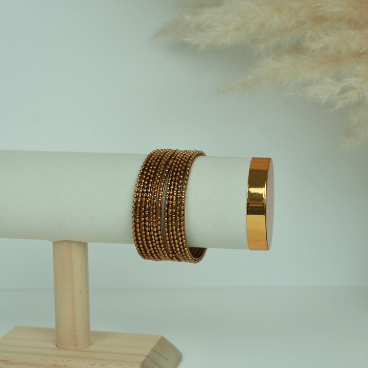 Oxidised Metal Bangles Set – Brass Finish Look