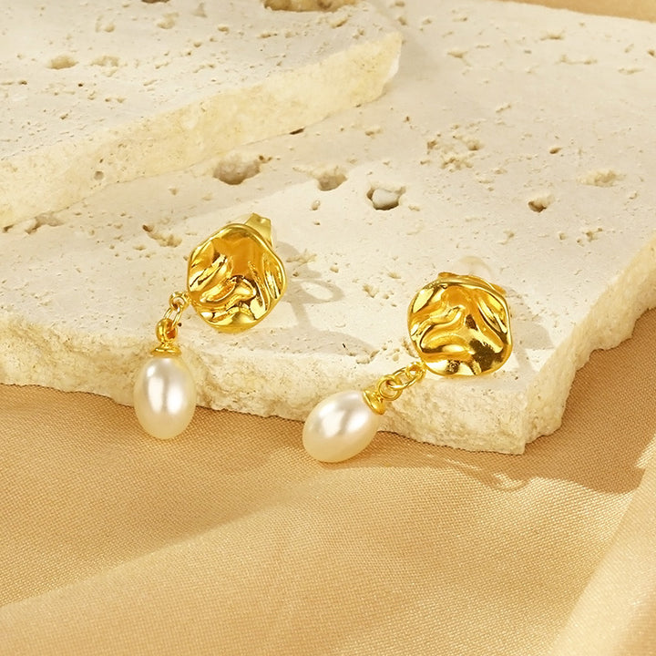 Pearl Drop Earrings Stainless Steel