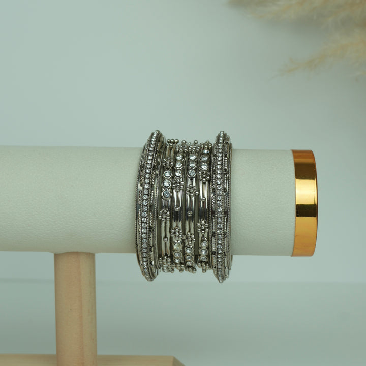 Oxidised Stone Bangles Set
