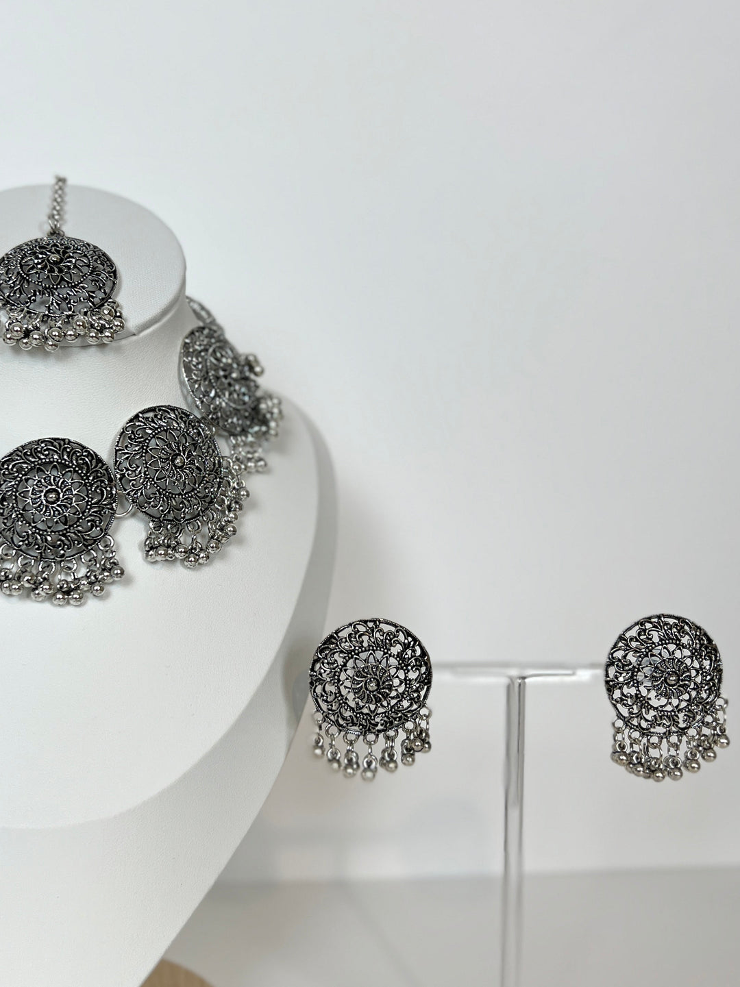 Oxidised Statement Necklace Set
