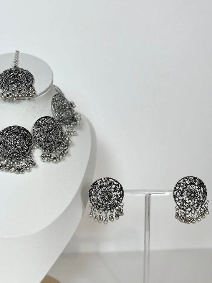 Oxidised Statement Necklace Set