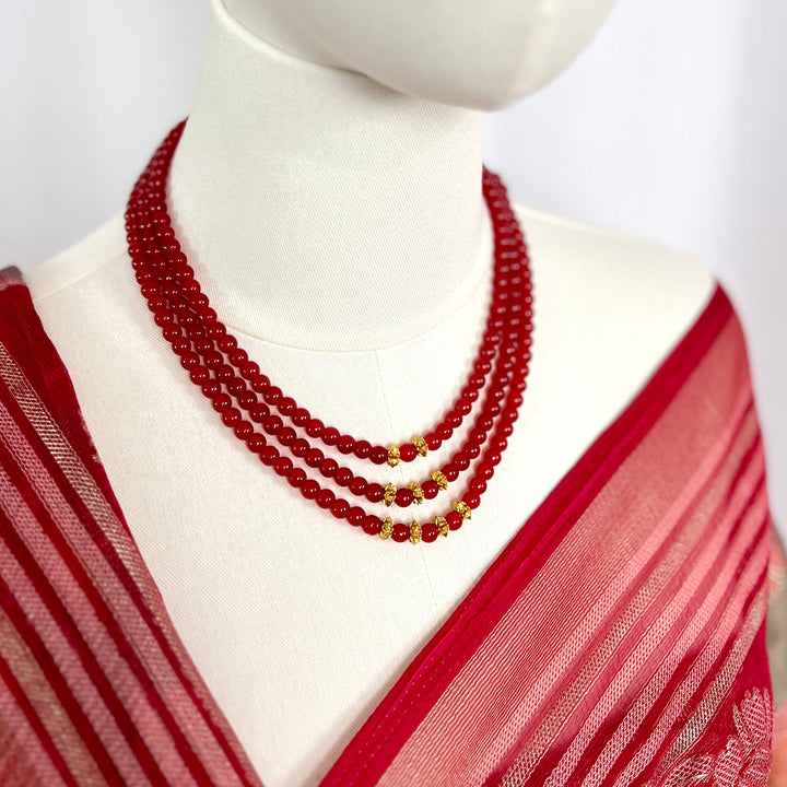 Ruby Tone Bead Necklace