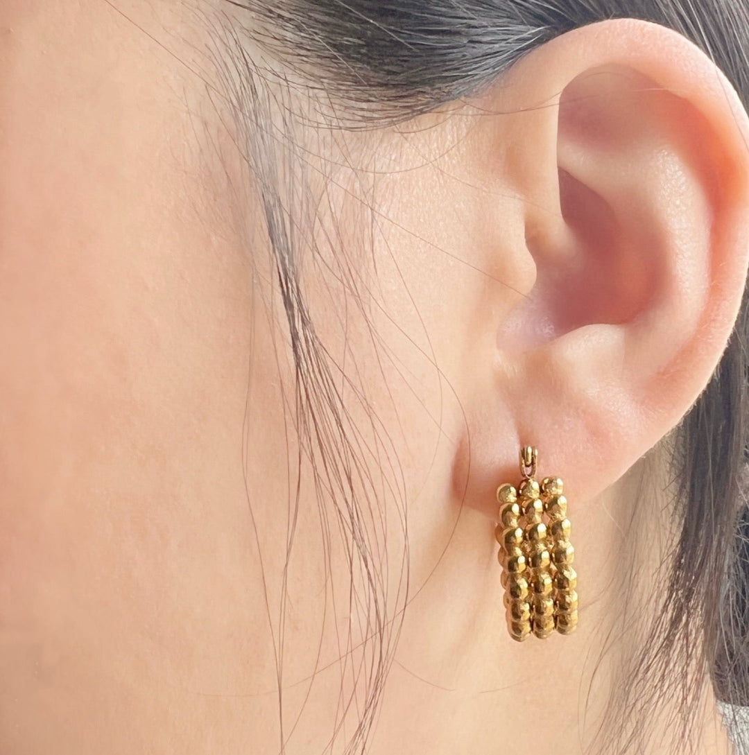 Beaded Gold Hoop Earrings