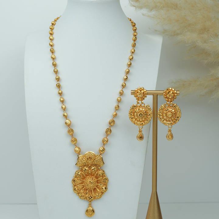 Floral Pendant Ball Beads Necklace Set