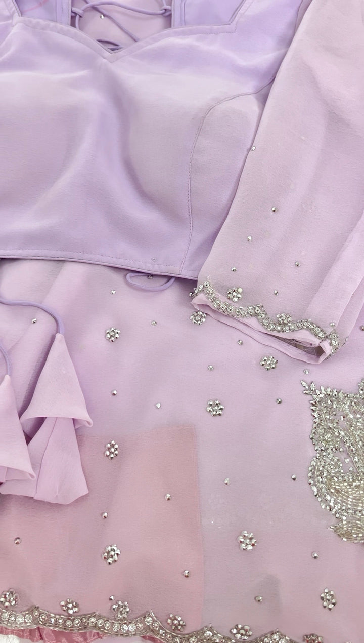 Lavender Georgette Saree with Readymade Blouse