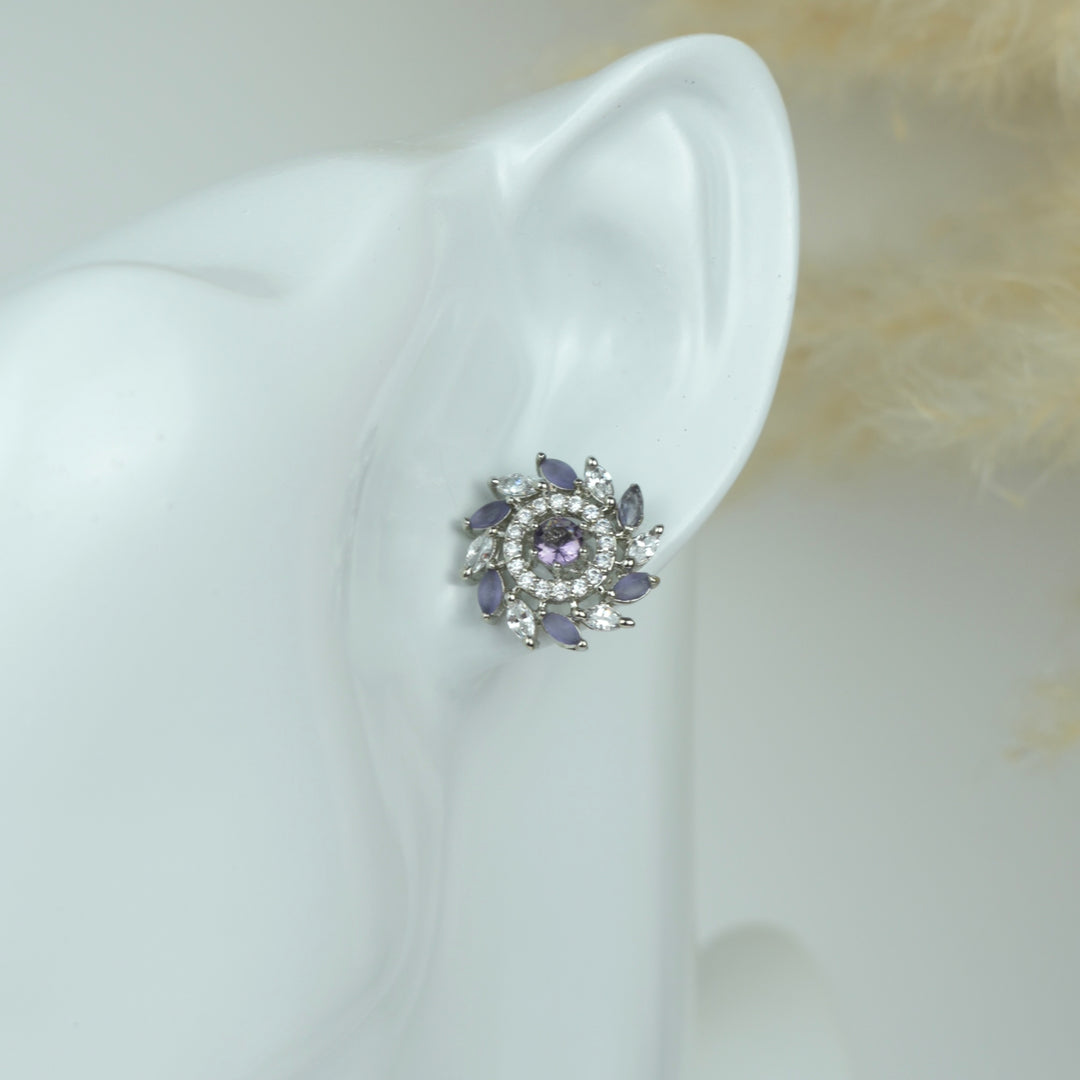 Radiant Stone Cluster Stud Earrings