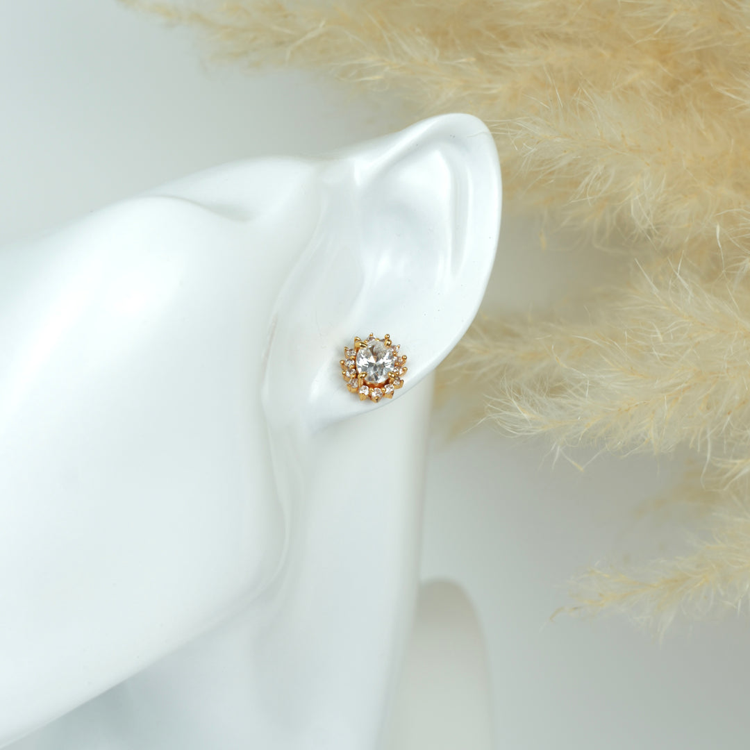 Oval Halo Stud Earrings