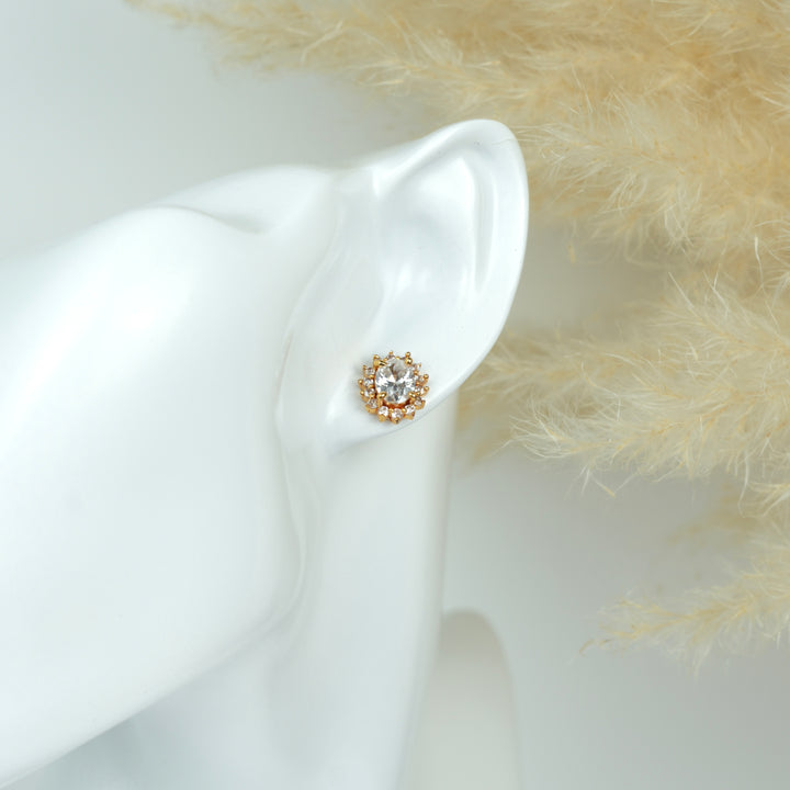 Oval Halo Stud Earrings