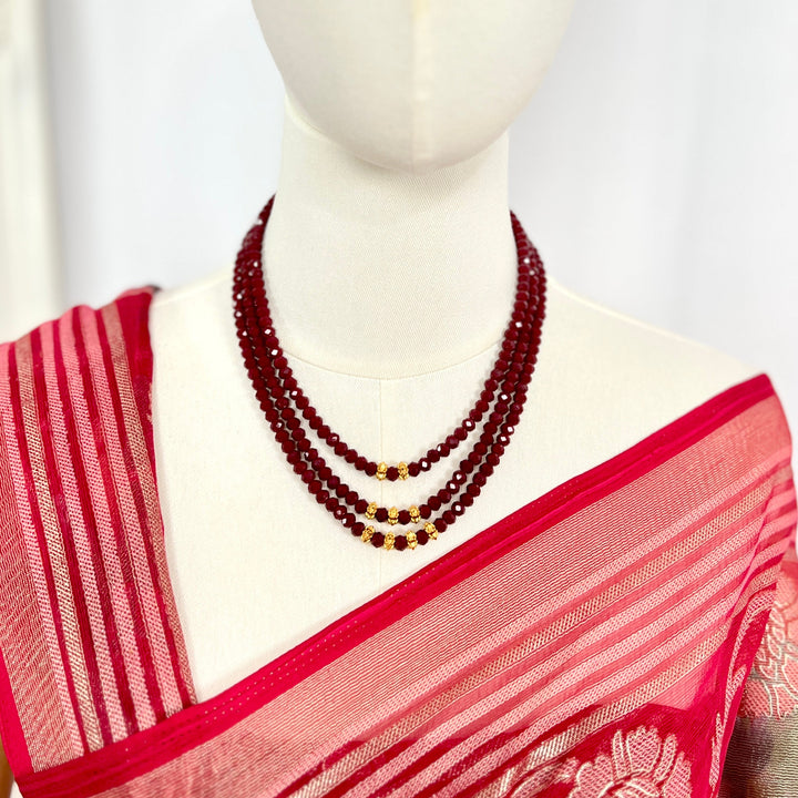 Maroon Crystal Bead Necklace