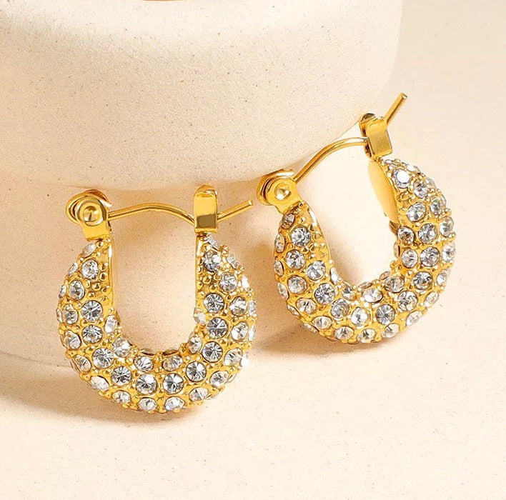 Crystal Gold Hoop Earrings