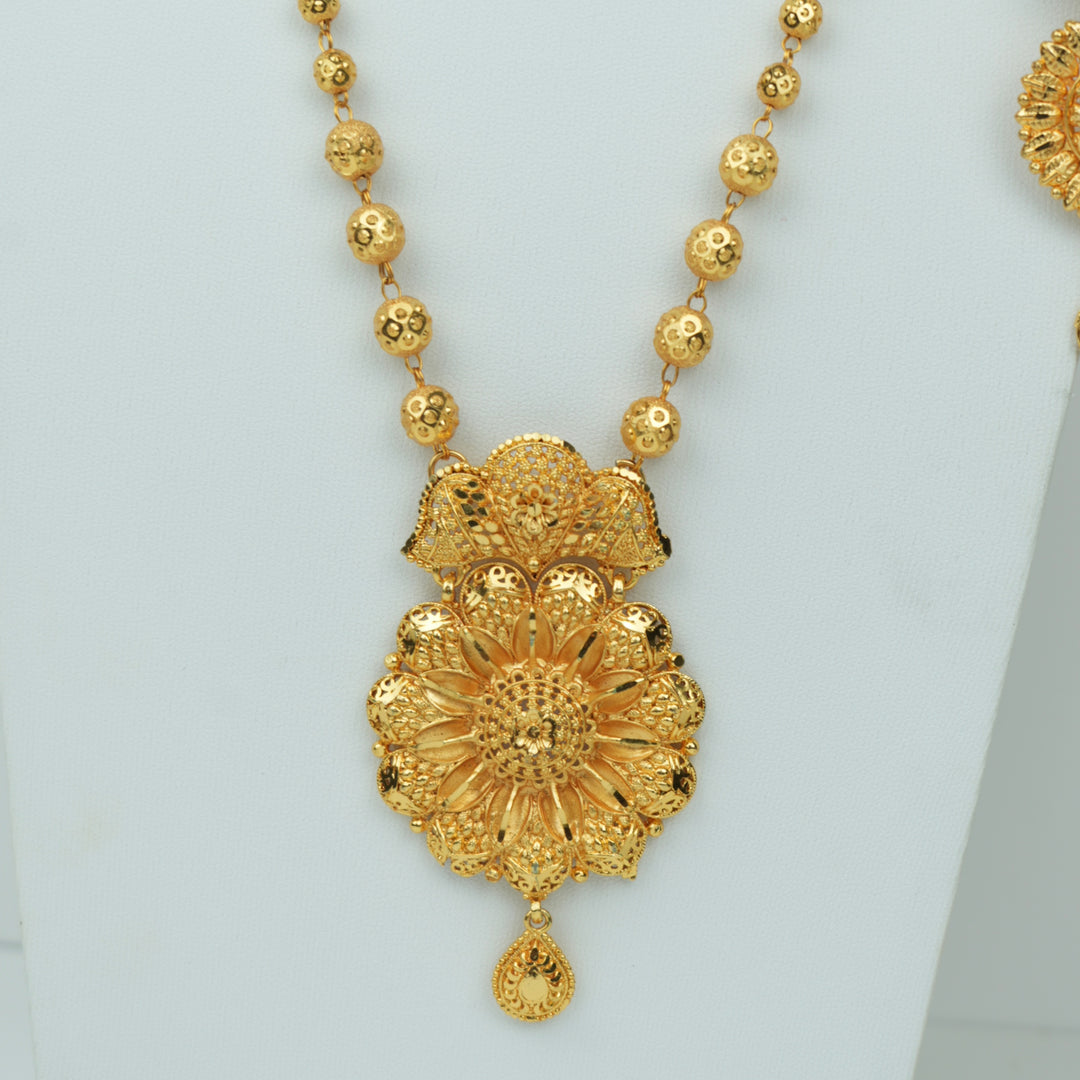 Floral Pendant Ball Beads Necklace Set