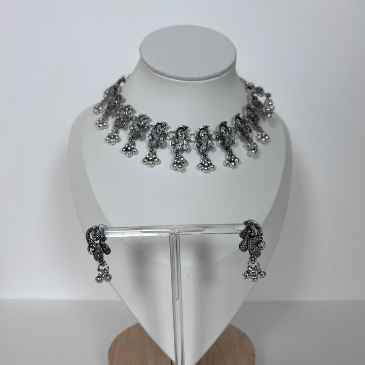 Oxidised Statement Necklace Set