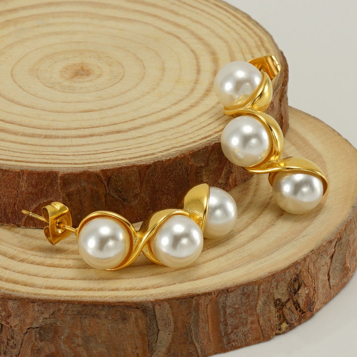 Pearls Ear Studs Non Tarnish Stainless Steel
