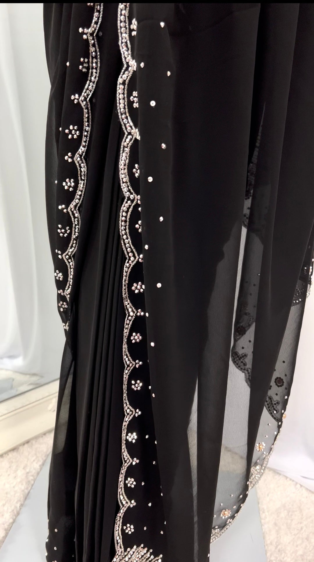 Black Georgette Saree with Readymade Blouse