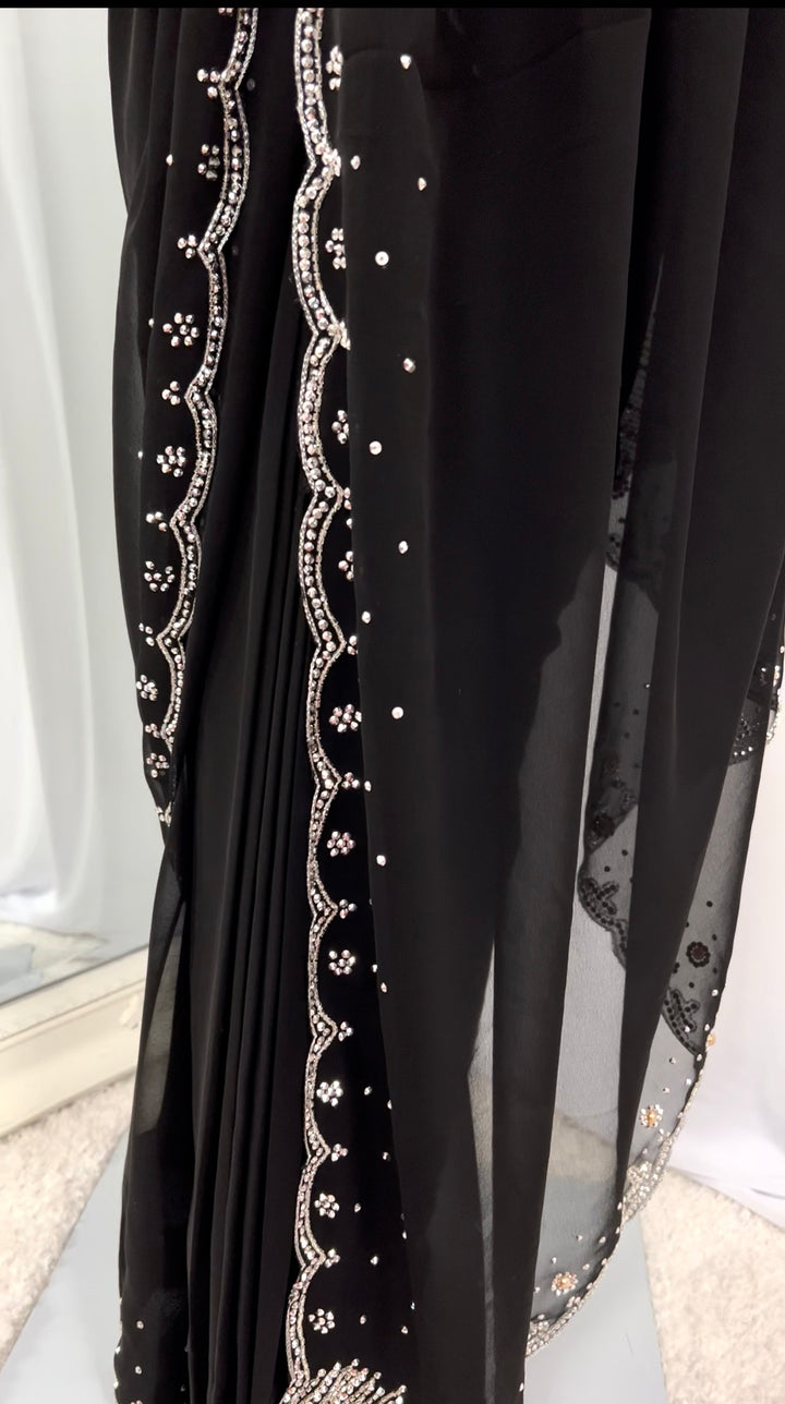 Black Georgette Saree with Readymade Blouse