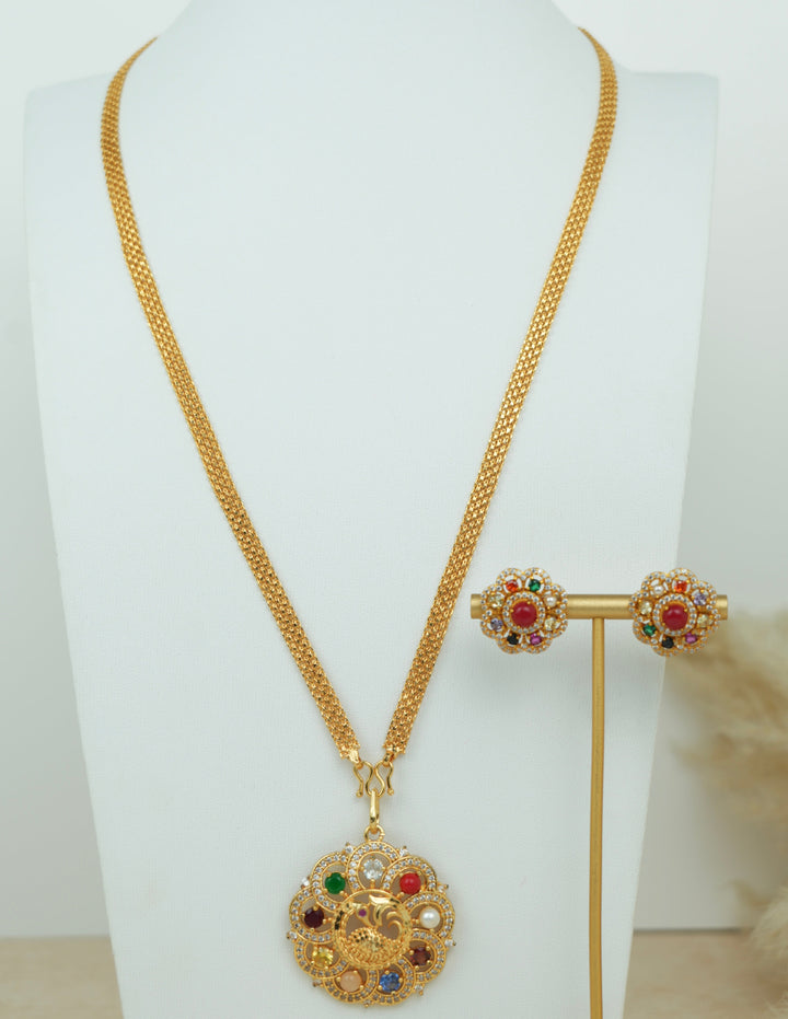 Navaratna Pendant Necklace Set