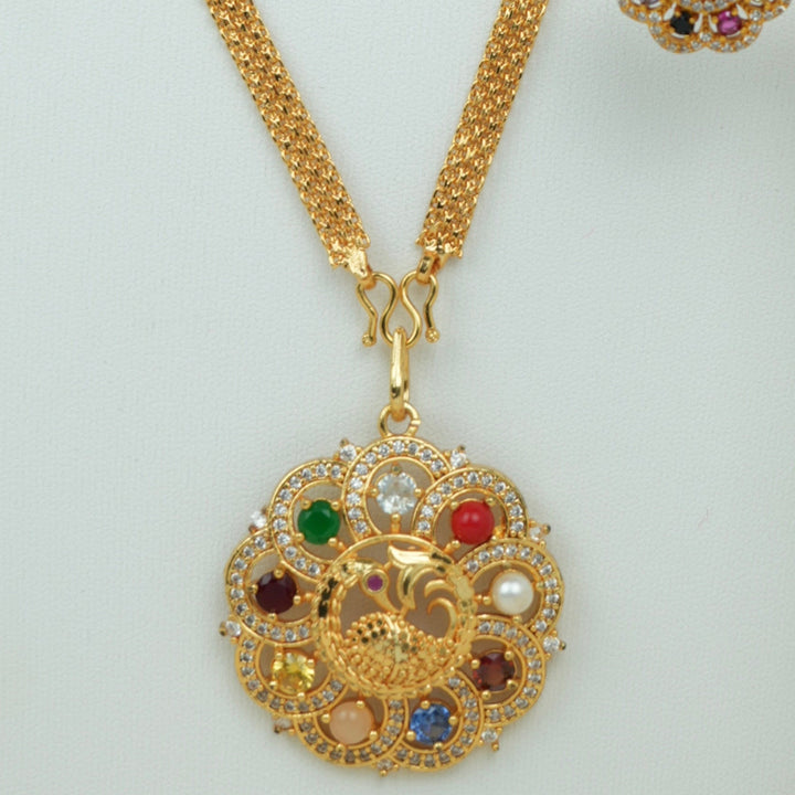 Navaratna Pendant Necklace Set