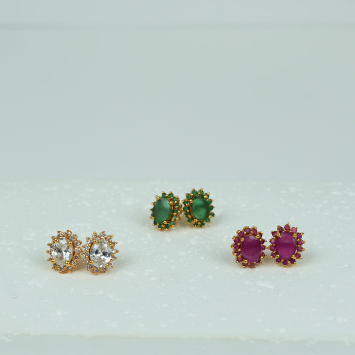 Oval Halo Stud Earrings