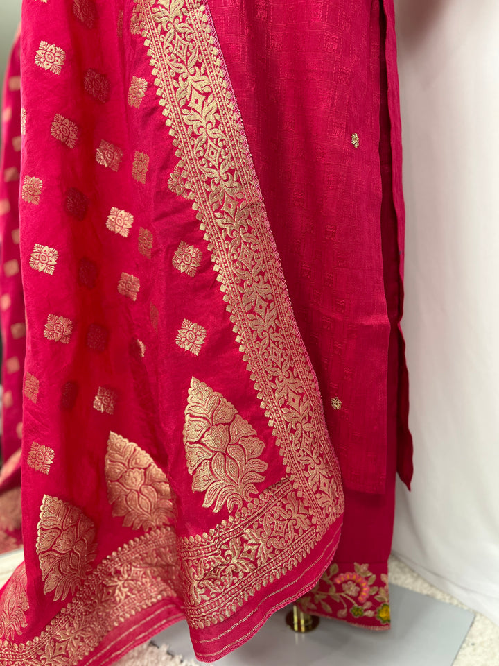 Deep Pink Embroidered Kurta Set