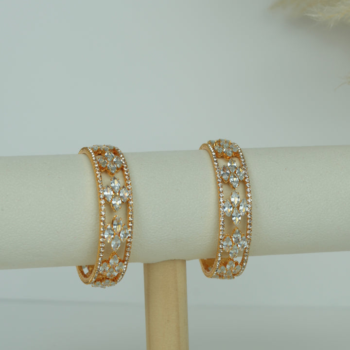 AD Stone Bangles Set – Rose Gold Finish