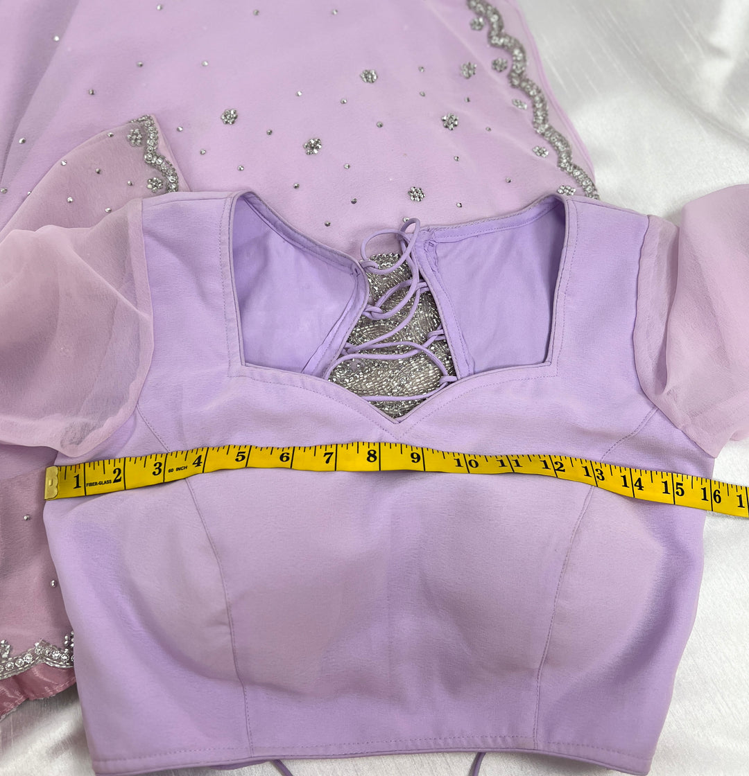 Lavender Georgette Saree with Readymade Blouse