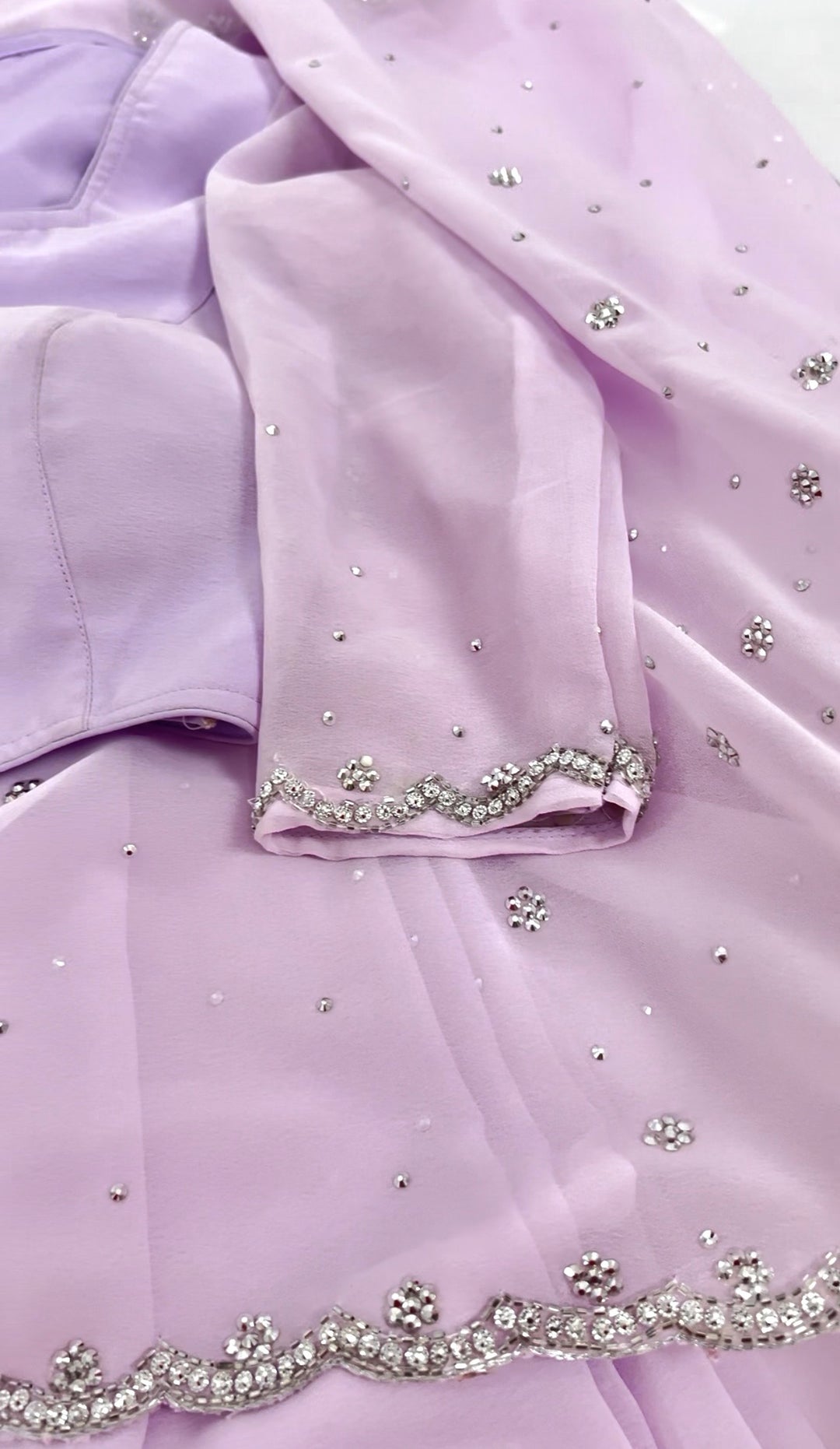 Lavender Georgette Saree with Readymade Blouse