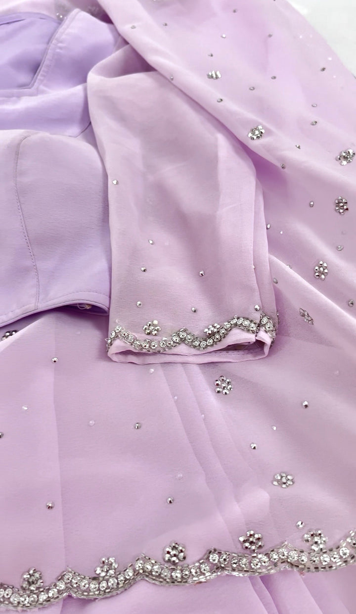 Lavender Georgette Saree with Readymade Blouse