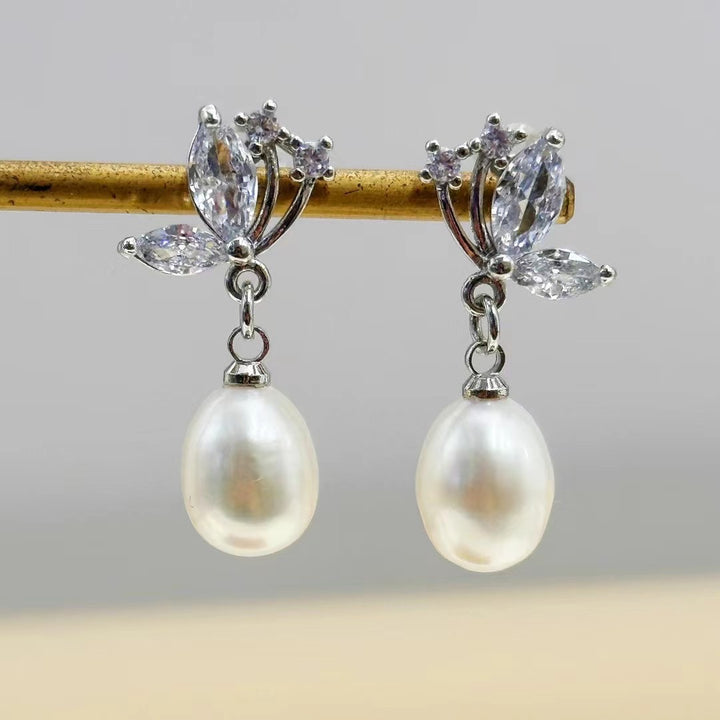 Butterfly Stud Earrings Freshwater Pearls In 925 Sterling Silver
