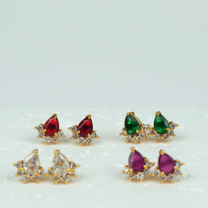 Teardrop Cluster Stud Earrings