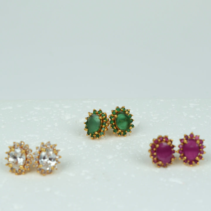 Oval Halo Stud Earrings